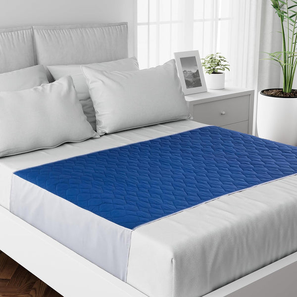 Double Size Bed Pad With Tucks - Anti-Stain Navy Lynmark