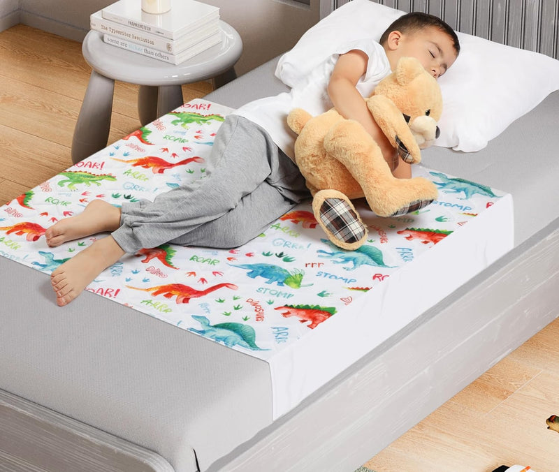 Potty Training Bed Pad With Tucks - Dinosaur, Galaxy, Safari or Unicorn Designs Lynmark