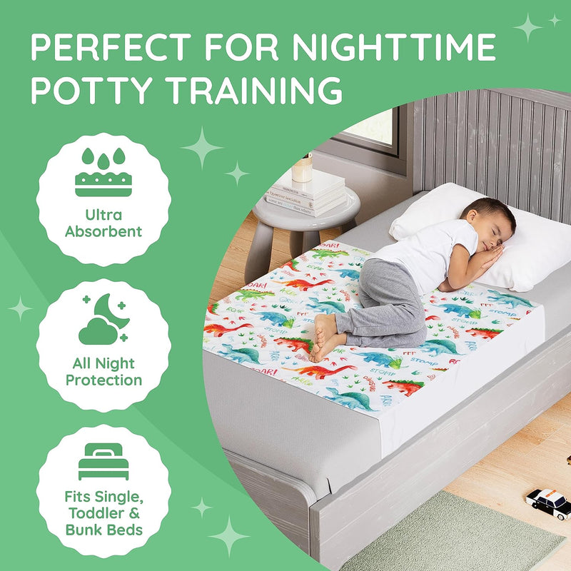 Potty Training Bed Pad With Tucks - Dinosaur Lynmark