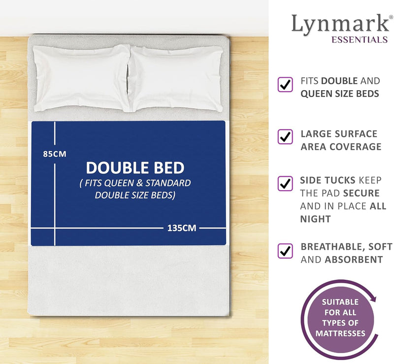 Double Size Bed Pad With Tucks - Anti-Stain Navy Lynmark